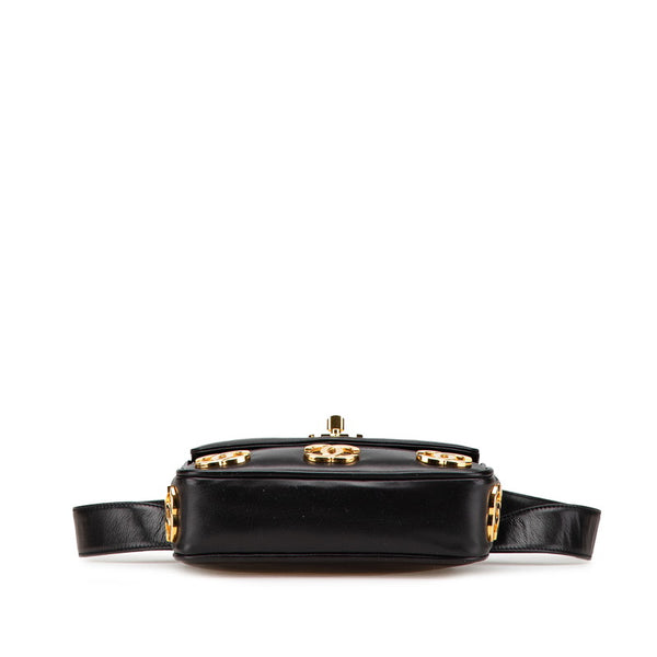 シャネル トリプルココマーク ショルダーバッグ ウエストバッグ 80/32 ブラック レザー レディース CHANEL 【中古】