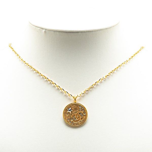 シャネル ココマーク スター 星 パンチング ネックレス ゴールド メッキ ラインストーン レディース CHANEL 【中古】