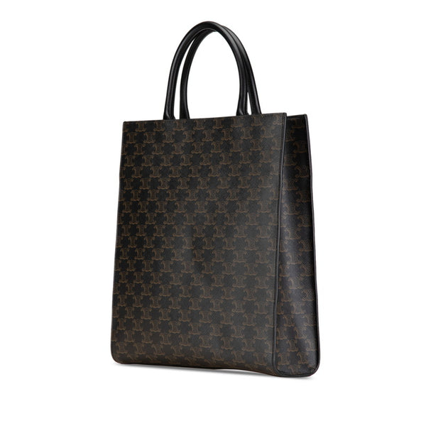 セリーヌ トリオンフ バーティカルカバ ミディアム ハンドバッグ ブラック ブラウン PVC レザー レディース CELINE 【中古】