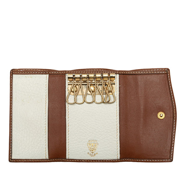グッチ 6連 キーケース 033 381 0041 ホワイト ブラウン レザー レディース GUCCI 【中古】