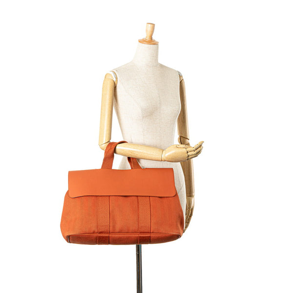 エルメス ヴァルパライソMM ハンドバッグ ポティロン トワルシェブロン レザー レディース HERMES 【中古】