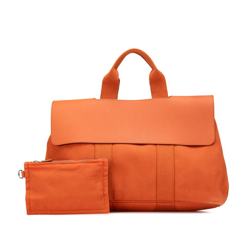 エルメス ヴァルパライソMM ハンドバッグ ポティロン トワルシェブロン レザー レディース HERMES 【中古】