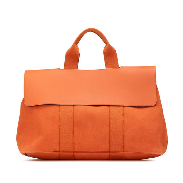 エルメス ヴァルパライソMM ハンドバッグ ポティロン トワルシェブロン レザー レディース HERMES 【中古】