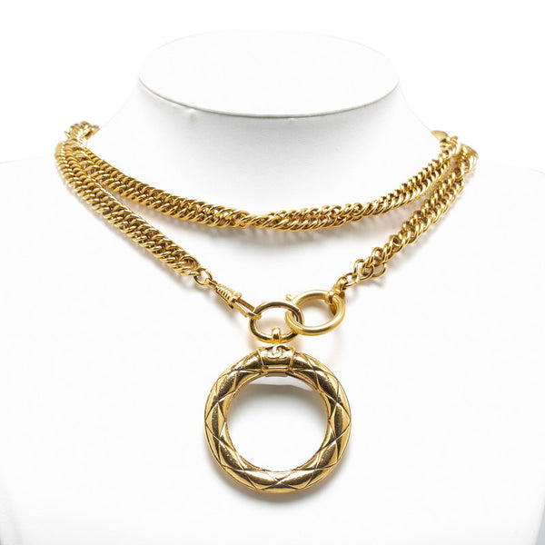 シャネル ココマーク マトラッセ ルーペ ネックレス ゴールド メッキ レディース CHANEL 【中古】