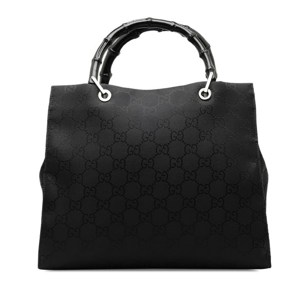 グッチ GGナイロン バンブー ハンドバッグ トートバッグ 002 1010 ブラック ナイロン レザー レディース GUCCI 【中古】