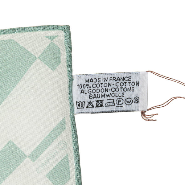 エルメス カレ45 OP'H スカーフ ハンカチ ホワイト グリーン コットン レディース HERMES 【中古】