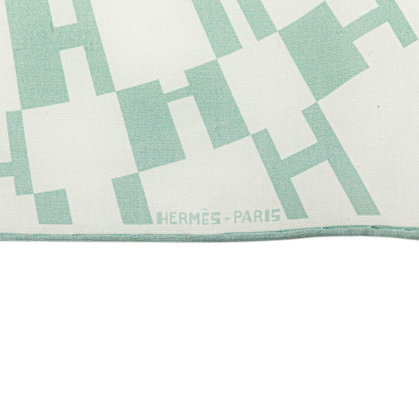 エルメス カレ45 OP'H スカーフ ハンカチ ホワイト グリーン コットン レディース HERMES 【中古】