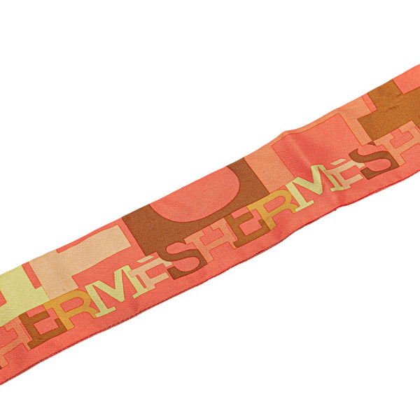 エルメス ツイリー キャピタルズ スカーフ ピンク マルチカラー シルク レディース HERMES 【中古】