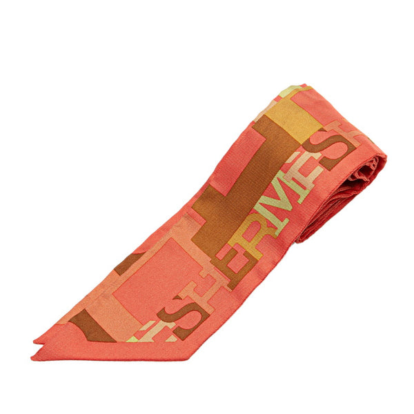 エルメス ツイリー キャピタルズ スカーフ ピンク マルチカラー シルク レディース HERMES 【中古】