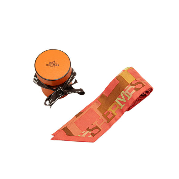 エルメス ツイリー キャピタルズ スカーフ ピンク マルチカラー シルク レディース HERMES 【中古】
