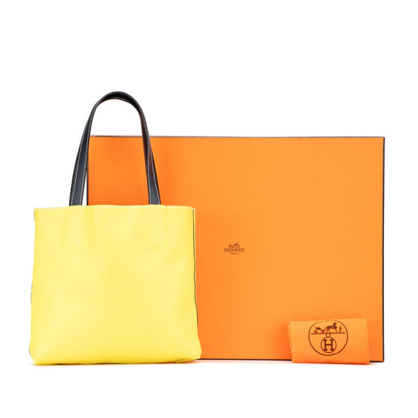 エルメス ドゥブルセンス28 リバーシブル トートバッグ ライム ボルドー スイフト レディース HERMES 【中古】
