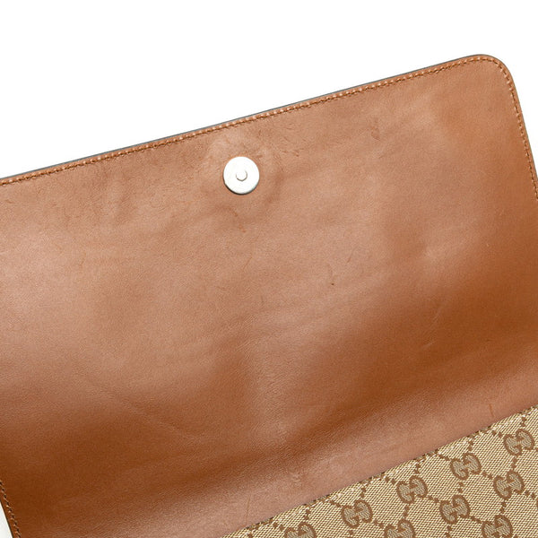 グッチ GGキャンバス ショルダーバッグ 353401 ベージュ ブラウン キャンバス レザー レディース GUCCI 【中古】