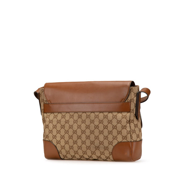 グッチ GGキャンバス ショルダーバッグ 353401 ベージュ ブラウン キャンバス レザー レディース GUCCI 【中古】