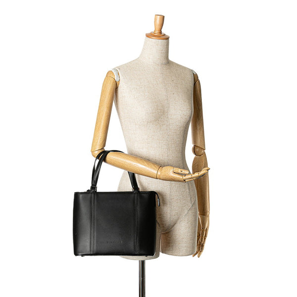 バーバリー ノバチェック トートバッグ ブラック レザー レディース BURBERRY 【中古】