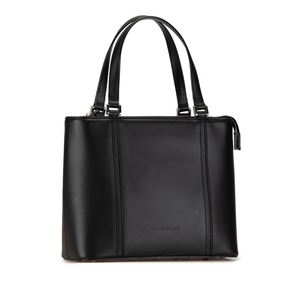 バーバリー ノバチェック トートバッグ ブラック レザー レディース BURBERRY 【中古】