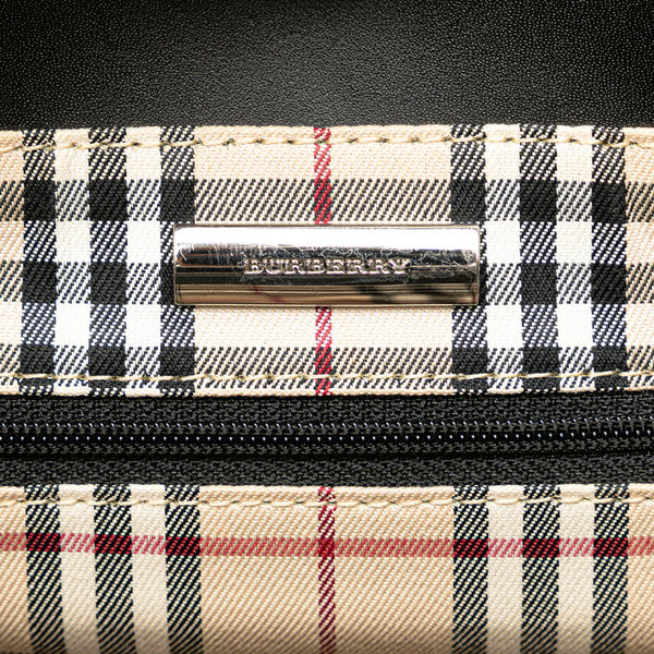 バーバリー ノバチェック トートバッグ ブラック レザー レディース BURBERRY 【中古】