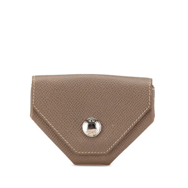 エルメス ルヴァンキャトル コインケース 小銭入れ ケブラチョ ブラウン ピンク シェーブル レディース HERMES 【中古】