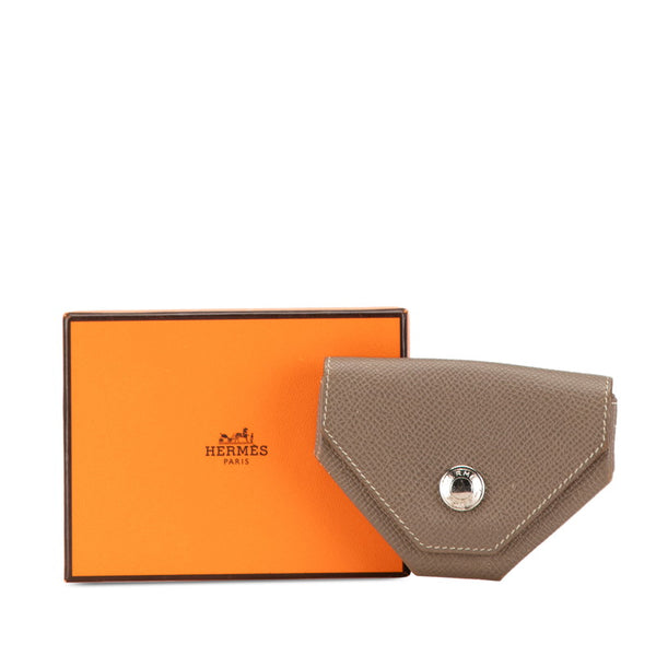 エルメス ルヴァンキャトル コインケース 小銭入れ ケブラチョ ブラウン ピンク シェーブル レディース HERMES 【中古】