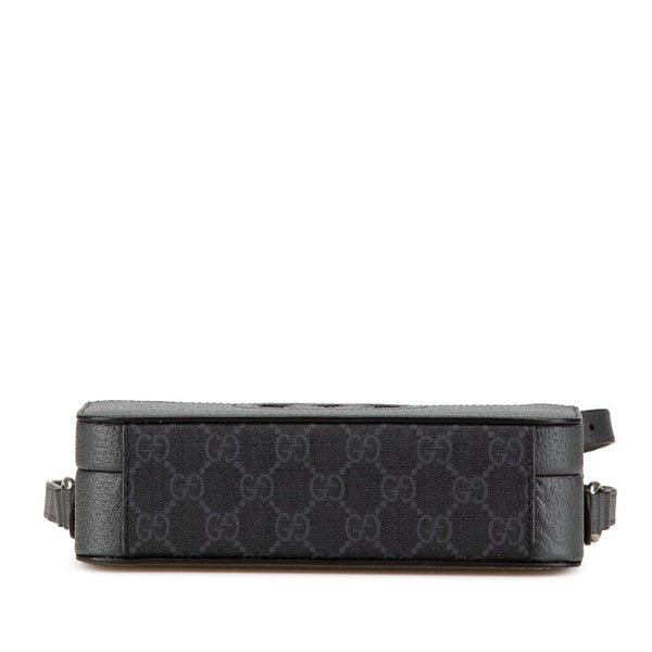 グッチ カットアウト インターロッキングG ショルダーバッグ 725341 グレー ブラック PVC レザー レディース GUCCI 【中古】