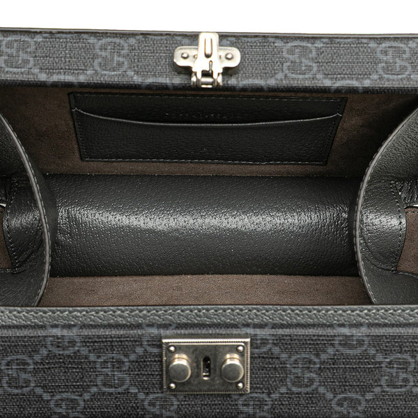 グッチ カットアウト インターロッキングG ショルダーバッグ 725341 グレー ブラック PVC レザー レディース GUCCI 【中古】