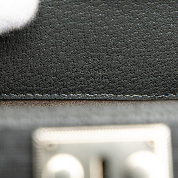 グッチ カットアウト インターロッキングG ショルダーバッグ 725341 グレー ブラック PVC レザー レディース GUCCI 【中古】