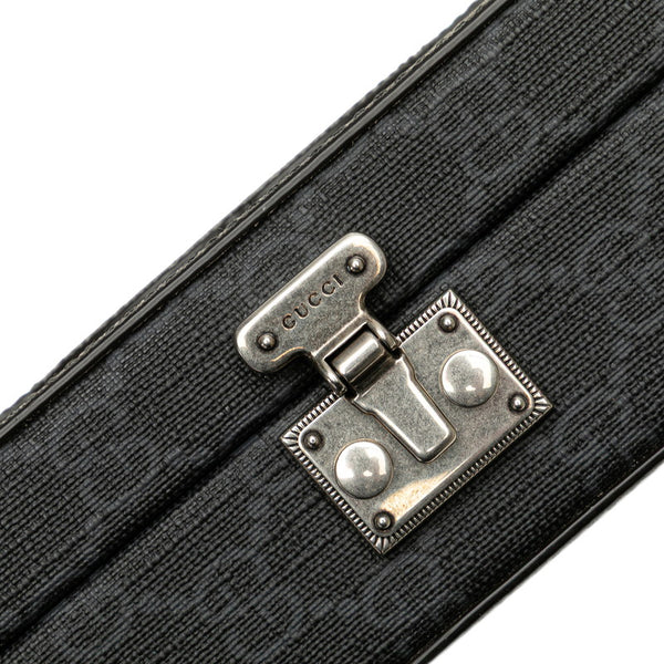 グッチ カットアウト インターロッキングG ショルダーバッグ 725341 グレー ブラック PVC レザー レディース GUCCI 【中古】