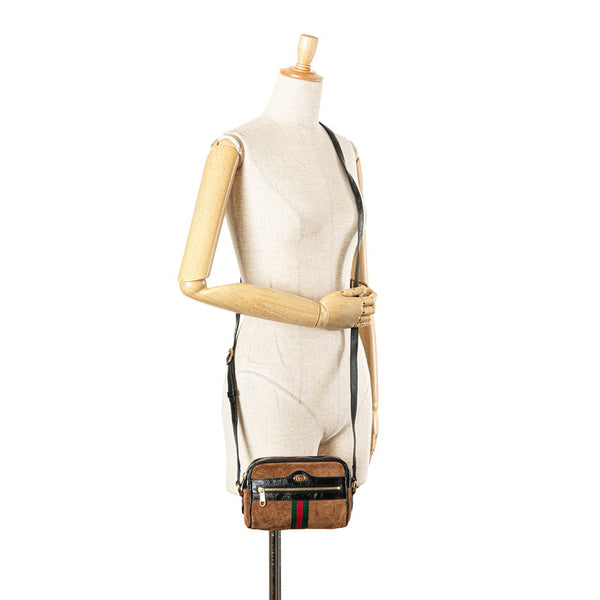 グッチ シェリー オフィディア 斜め掛け ショルダーバッグ 573321 ブラウン マルチカラー スウェード エナメル レディース GUCCI 【中古】