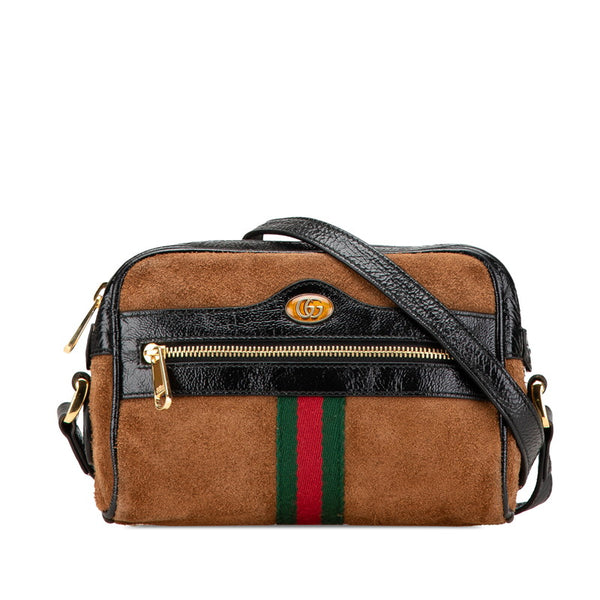 グッチ シェリー オフィディア 斜め掛け ショルダーバッグ 573321 ブラウン マルチカラー スウェード エナメル レディース GUCCI 【中古】