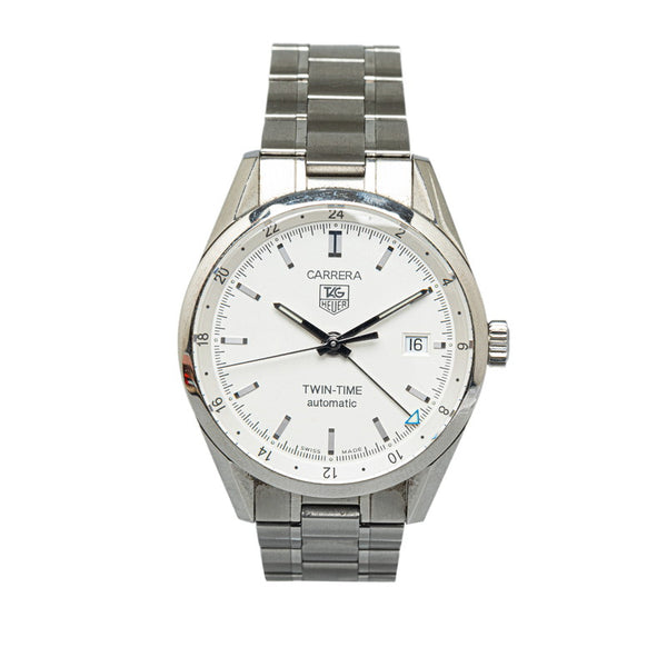 タグホイヤー カレラ ツインタイム 腕時計 WV2116-0 自動巻き ホワイト文字盤 ステンレススチール メンズ TAG HEUER 【中古】