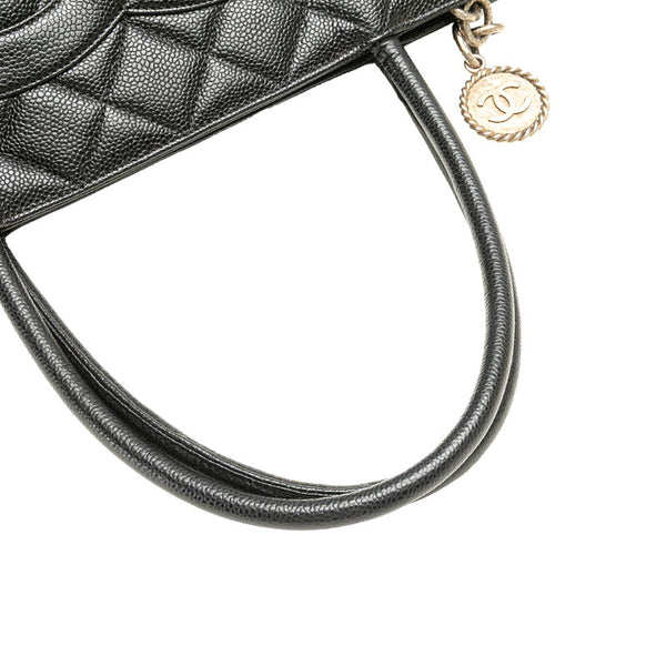 シャネル ココマーク マトラッセ 復刻トート トートバッグ ブラック キャビアスキン レディース CHANEL 【中古】