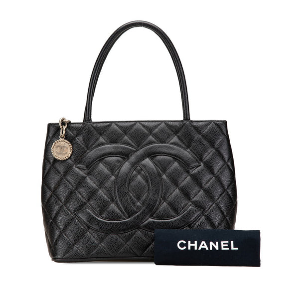 シャネル ココマーク マトラッセ 復刻トート トートバッグ ブラック キャビアスキン レディース CHANEL 【中古】