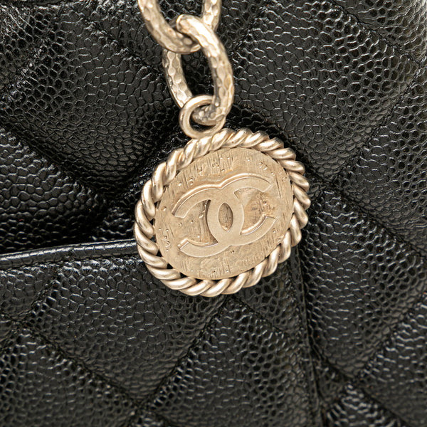 シャネル ココマーク マトラッセ 復刻トート トートバッグ ブラック キャビアスキン レディース CHANEL 【中古】