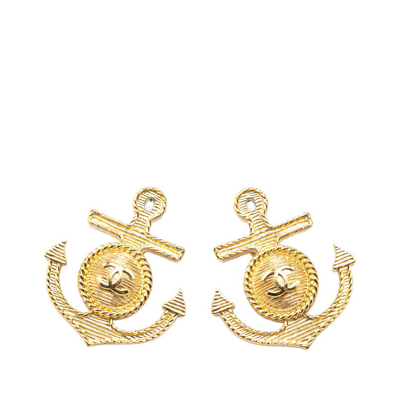 シャネル アンカー モチーフ ココマーク ピアス ゴールド メッキ レディース CHANEL 【中古】