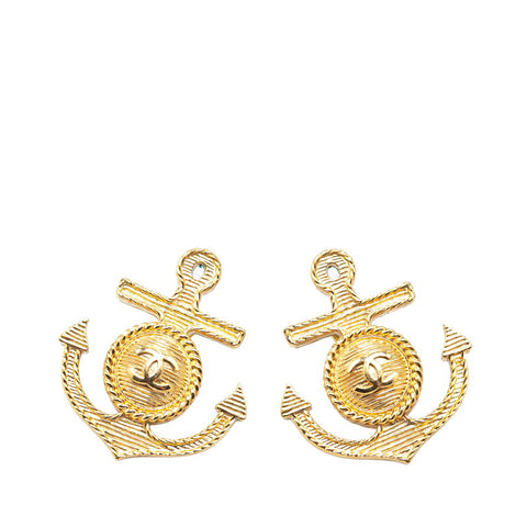 シャネル アンカー モチーフ ココマーク ピアス ゴールド メッキ レディース CHANEL 【中古】