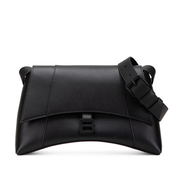 バレンシアガ ダウンタウン ミディアム 斜め掛け ショルダーバッグ 671354 ブラック レザー レディース BALENCIAGA 【中古】