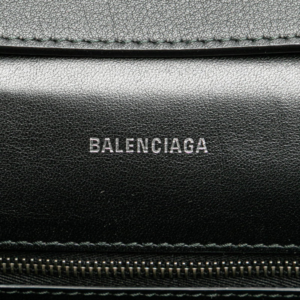 バレンシアガ ダウンタウン ミディアム 斜め掛け ショルダーバッグ 671354 ブラック レザー レディース BALENCIAGA 【中古】