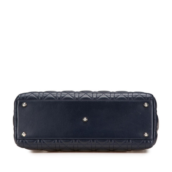 ディオール レディディオール カナージュ ハンドバッグ ショルダーバッグ 2WAY ネイビー ラムスキン レディース Dior 【中古】