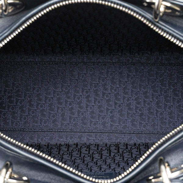 ディオール レディディオール カナージュ ハンドバッグ ショルダーバッグ 2WAY ネイビー ラムスキン レディース Dior 【中古】