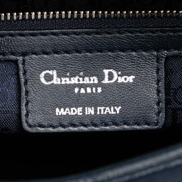 ディオール レディディオール カナージュ ハンドバッグ ショルダーバッグ 2WAY ネイビー ラムスキン レディース Dior 【中古】