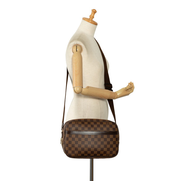 ルイ ヴィトン ダミエ リポーターPM 斜め掛け ショルダーバッグ N45253 ブラウン PVC レザー レディース LOUIS VUITTON 【中古】