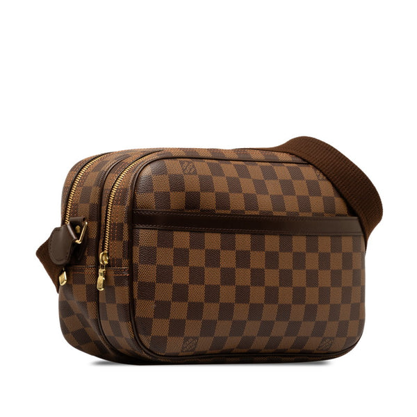 ルイ ヴィトン ダミエ リポーターPM 斜め掛け ショルダーバッグ N45253 ブラウン PVC レザー レディース LOUIS VUITTON 【中古】