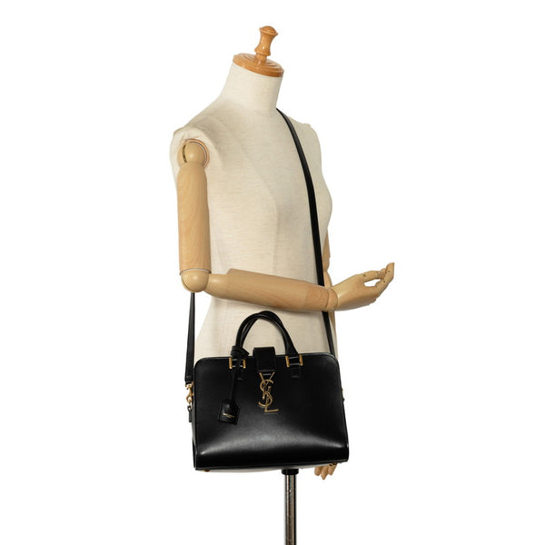 サンローラン モノグラム ベイビーカバス  ハンドバッグ ショルダーバッグ 2WAY 568853 ブラック レザー レディース SAINT LAURENT 【中古】