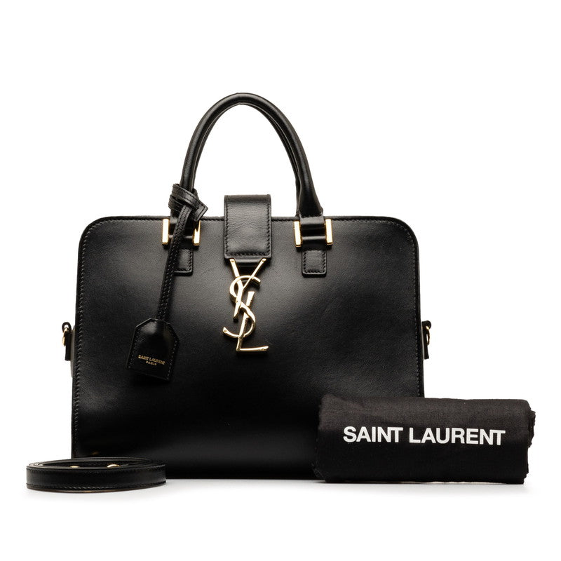 サンローラン モノグラム ベイビーカバス  ハンドバッグ ショルダーバッグ 2WAY 568853 ブラック レザー レディース SAINT LAURENT 【中古】
