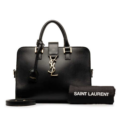 サンローラン モノグラム ベイビーカバス  ハンドバッグ ショルダーバッグ 2WAY 568853 ブラック レザー レディース SAINT LAURENT 【中古】