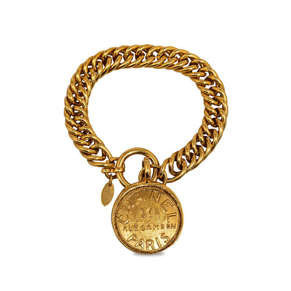 シャネル カンボンプレート メダル チェーンブレスレット ゴールド  メッキ レディース CHANEL 【中古】