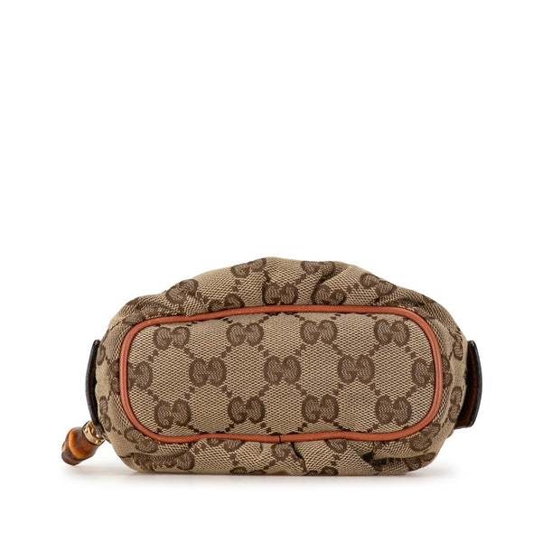 グッチ GGキャンバス バンブー ポーチ 246174 ベージュ ピンク キャンバス レザー レディース GUCCI 【中古】