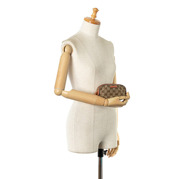 グッチ GGキャンバス バンブー ポーチ 246174 ベージュ ピンク キャンバス レザー レディース GUCCI 【中古】