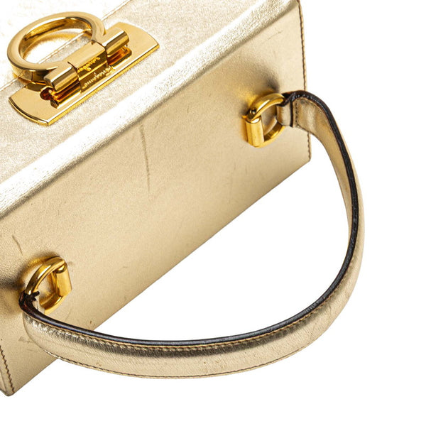 サルヴァトーレフェラガモ ガンチーニ バニティバッグ ハンドバッグ AQ-216154 ゴールド レザー レディース Salvatore Ferragamo 【中古】