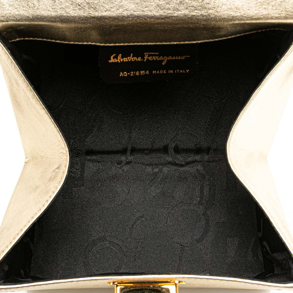 サルヴァトーレフェラガモ ガンチーニ バニティバッグ ハンドバッグ AQ-216154 ゴールド レザー レディース Salvatore Ferragamo 【中古】