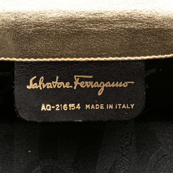 サルヴァトーレフェラガモ ガンチーニ バニティバッグ ハンドバッグ AQ-216154 ゴールド レザー レディース Salvatore Ferragamo 【中古】